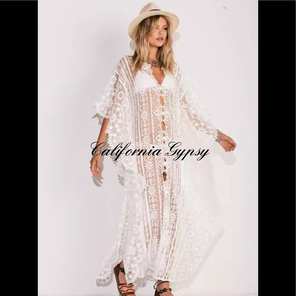 Kaftan Vintage Lace Bohemian Gypsy Coverup - Picture 7 of 12
